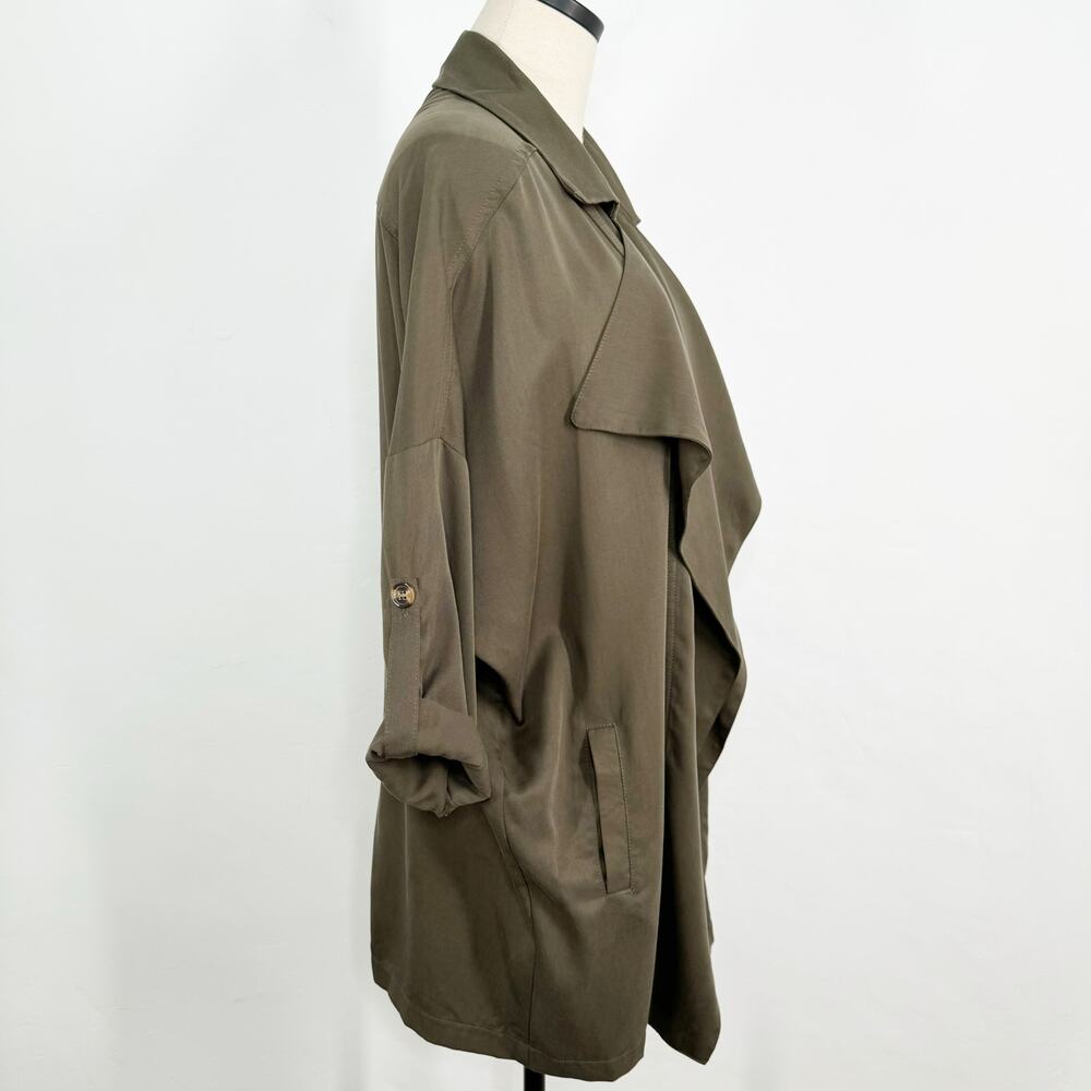 Lulu's Lucky Break Oversized Jacket Army Green Open Front Coat Preppy Size S - Picture 4 of 8
